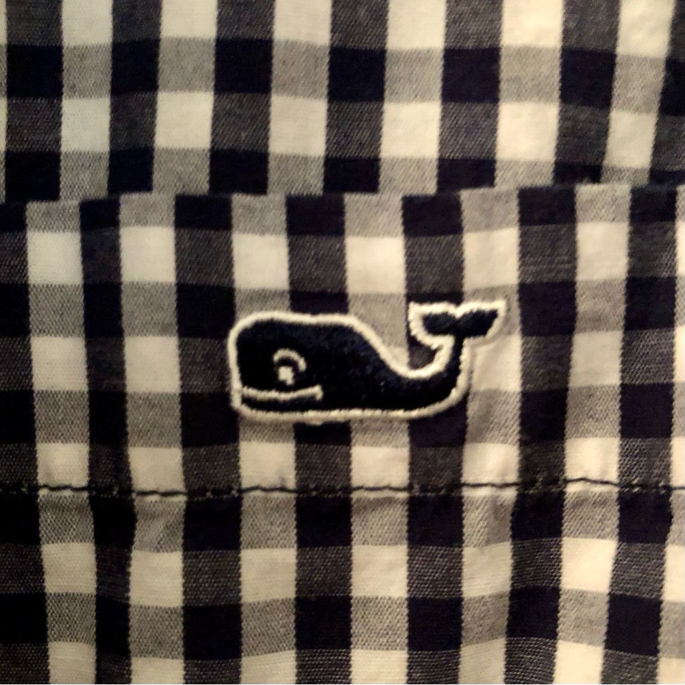 Vineyard Vines X Target Boys Long Sleeve Navy/White Check Button Down Shirt